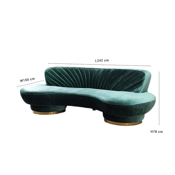 Northpol 3 Seater Velvet Sofa in - Elegant Comfort 242cm x 100cm x 78cm - Cotton Home