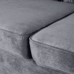Nova 3-Seater Velvet Sofa with Square Arms â€“ L220cm x W60cm x H85cm, Grey Comfortable & Stylish Sofa for Living Room - Cotton Home