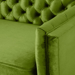 Nova 3-Seater Velvet Sofa with Square Arms â€“ L220cm x W60cm x H85cm, Green Comfortable & Stylish Sofa for Living Room - Cotton Home