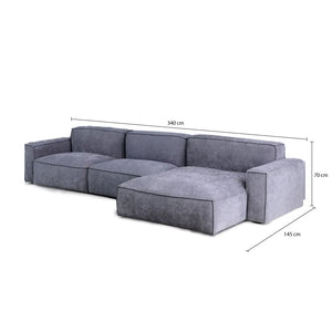 Plufflair L-shape Velvet Grey Sofa - Cotton Home