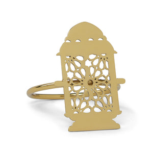Noor 3 Piece Lantern Napkin Ring - Gold