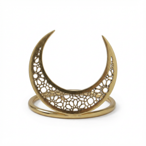 Noor 3 pc Star, Moon & Lantern Metal Napkin Ring Set - Gold