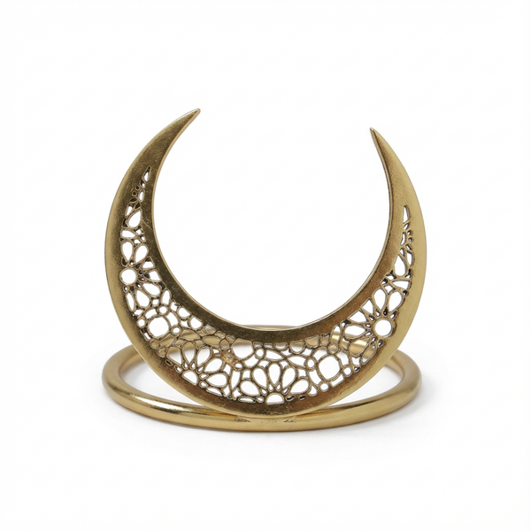 Noor 3 pc Star, Moon & Lantern Metal Napkin Ring Set - Gold