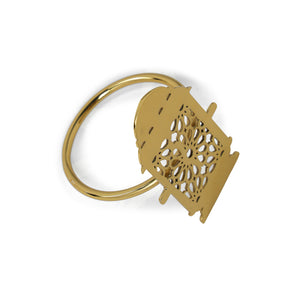 Noor 3 Piece Lantern Napkin Ring - Gold