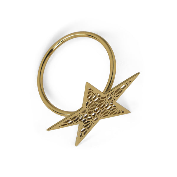 Noor 3 Piece Star Napkin Ring - Gold