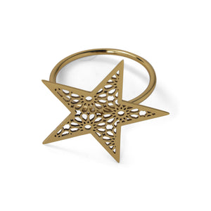 Noor 3 Piece Star Napkin Ring - Gold