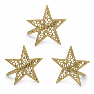 Noor 3 Piece Star Napkin Ring - Gold