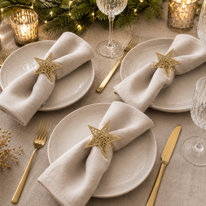 Noor 3 Piece Star Napkin Ring - Gold