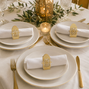 Noor 3 Piece Lantern Napkin Ring - Gold