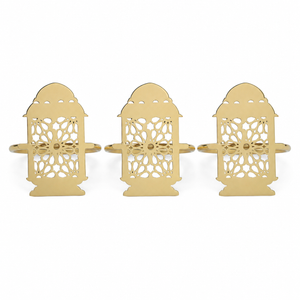 Noor 3 Piece Lantern Napkin Ring - Gold