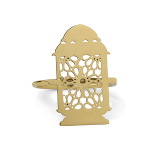 Noor 3 Piece Lantern Napkin Ring - Gold