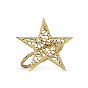 Noor 3 Piece Star Napkin Ring - Gold