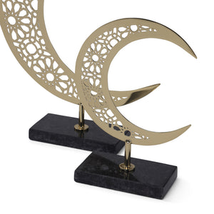 Hilal Crescent Moon Metal Decor, Set of 2 - Gold