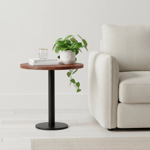 Joyce Side Table With Wooden Top - Black & Walnut