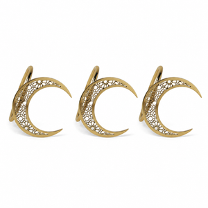 Noor 3 Piece Moon Napkin Ring - Gold