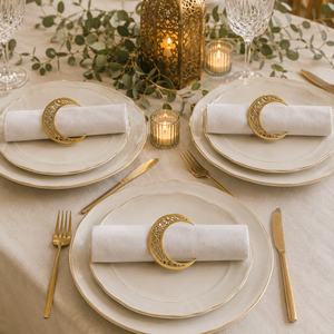 Noor 3 Piece Moon Napkin Ring - Gold