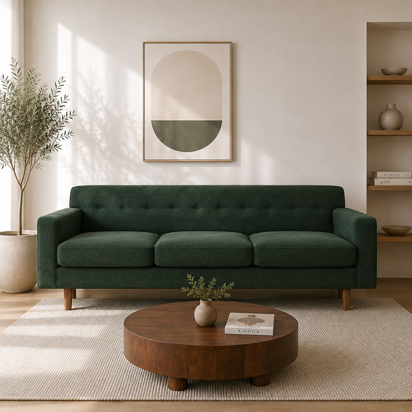 Gleason 3-Seater Velvet Sofa - Luxurious Emerald Green Upholstery - L220cm x W85cm x H76cm