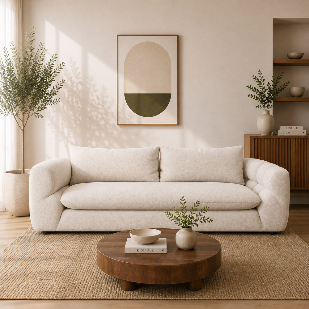 Italian Pearl Design 2-Seater Sofa Elegant Pearl Fabric Upholstery, Premium Comfort & Style