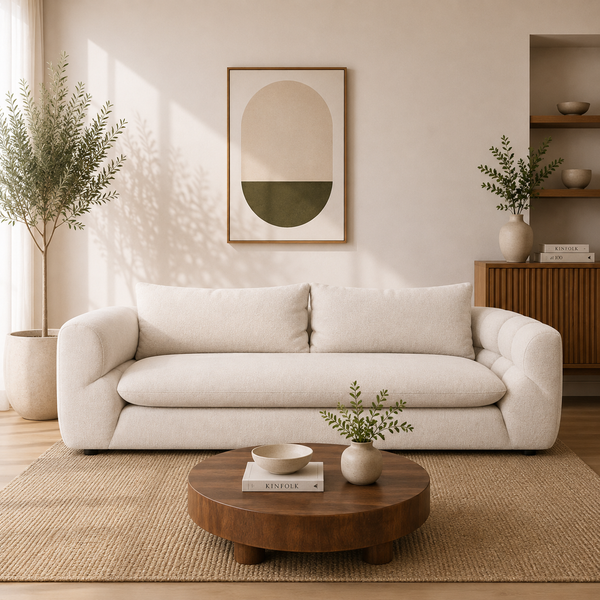 Italian Pearl Design 2-Seater Sofa Elegant Pearl Fabric Upholstery, Premium Comfort & Style