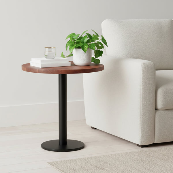 Joyce Side Table With Wooden Top - Black & Walnut