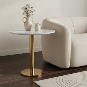 Joyce Side Table With Marble Top - Gold & White