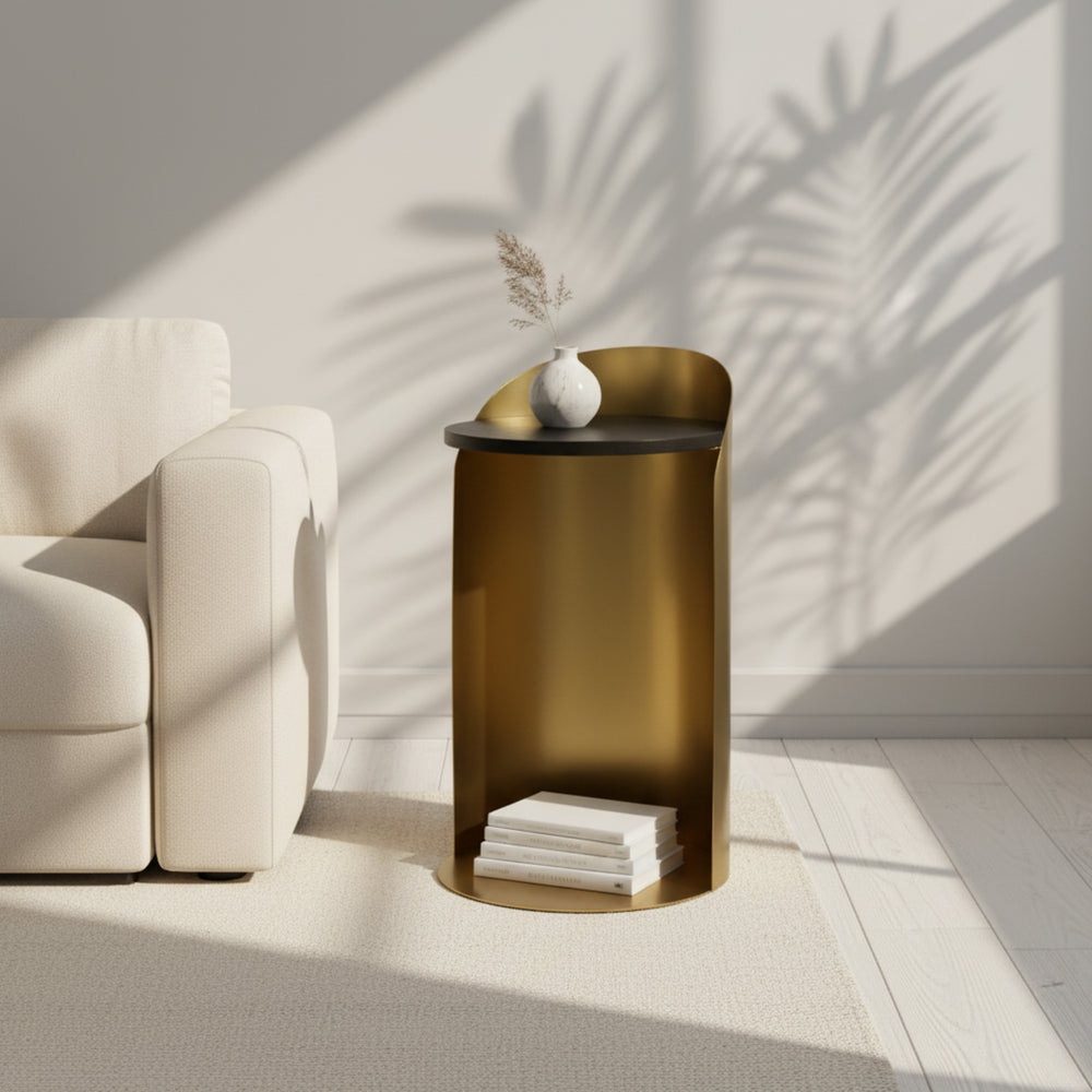 Tia Steel Side Table - Gold