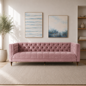 Ector 3-Seater Velvet Tuxedo Arm Sofa - Luxurious Rust Upholstery L220cm x H86cm x W78cm