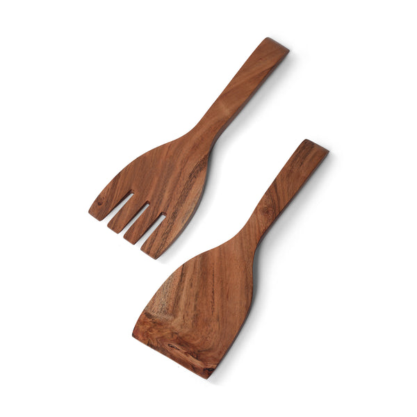 Vetro Glass Serving Bowl With Wooden Stand and Spoons
