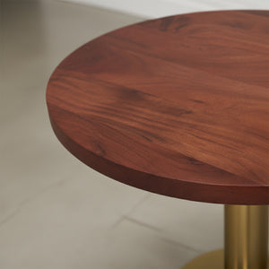 Joyce Side Table With Wooden Top - Gold & Walnut