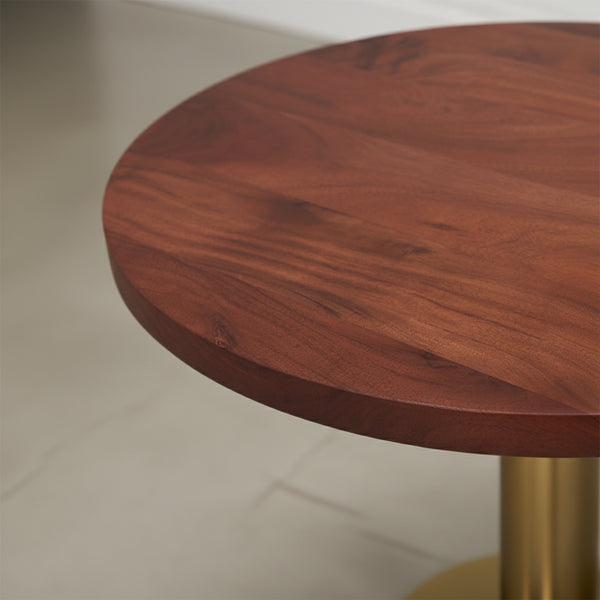Joyce Side Table With Wooden Top - Gold & Walnut