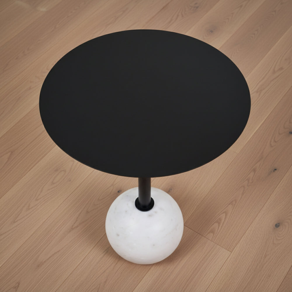 Yona Side Table With Marble Base - Black & White