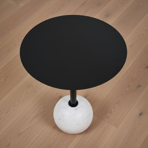 Yona Side Table With Marble Base - Black & White