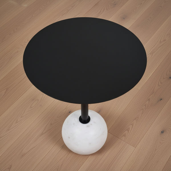 Yona Side Table With Marble Base - Black & White