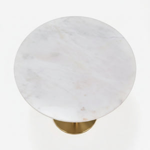 Joyce Side Table With Marble Top - Gold & White