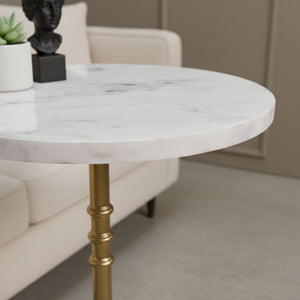 Luna Side Table with Marble Top - Gold