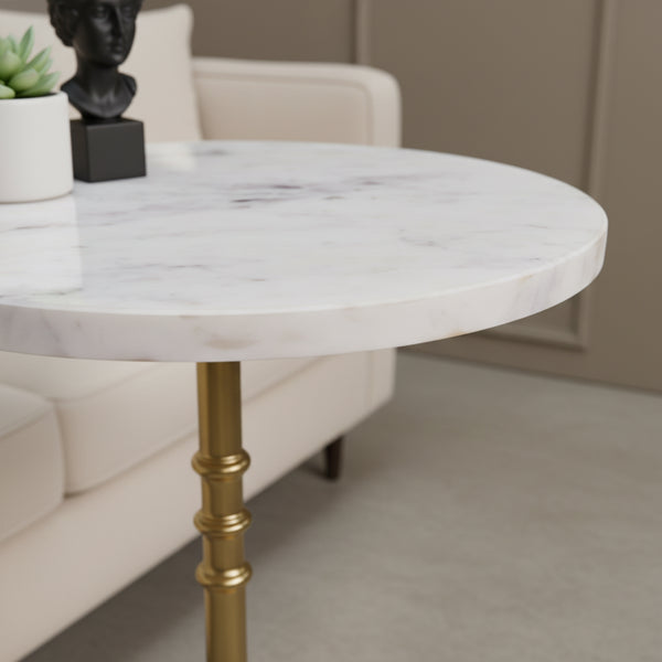 Luna Side Table with Marble Top - Gold
