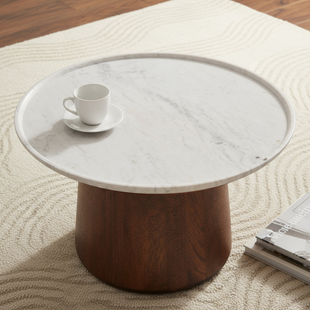 Elara Coffee Table with Marble Top - Medium