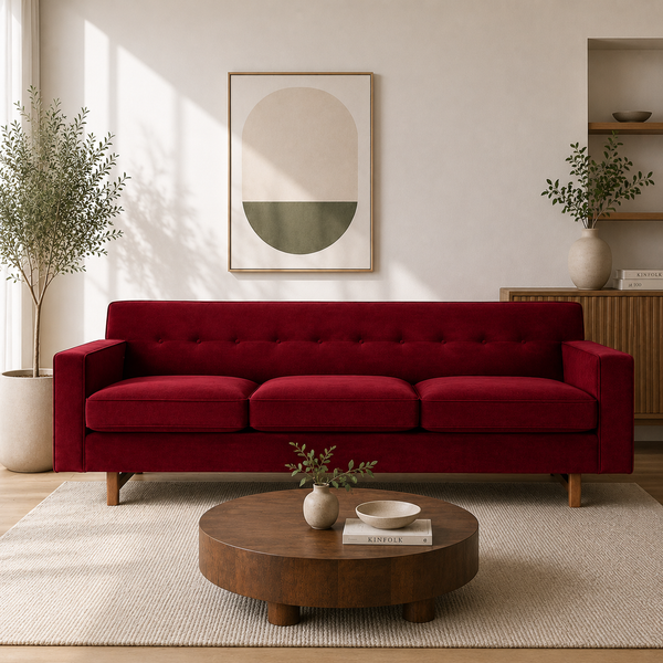 Gleason 3-Seater Velvet Sofa - Luxurious Emerald Green Upholstery - L220cm x W85cm x H76cm