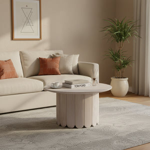 Olan Scallop Coffee Table - Whitewash
