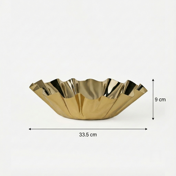Quill Metal Decorative Bowl, Large - Gold