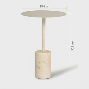 Terry Side Table With Marble Base - White