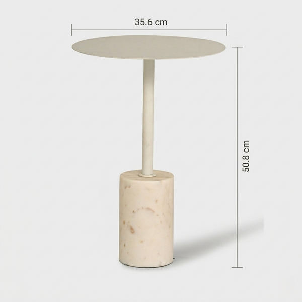 Terry Side Table With Marble Base - White