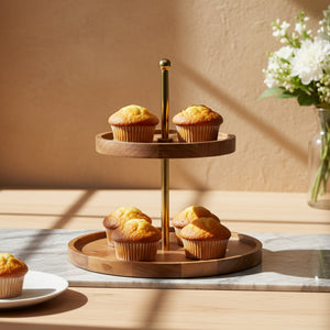 Nosh 2-Tier Wooden Cake Stand - Natural