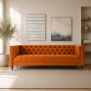 Ector 3-Seater Velvet Tuxedo Arm Sofa - Luxurious Rust Upholstery L220cm x H86cm x W78cm