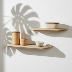 Naza Wooden Wall Shelf, Set Of 2 - White Washed