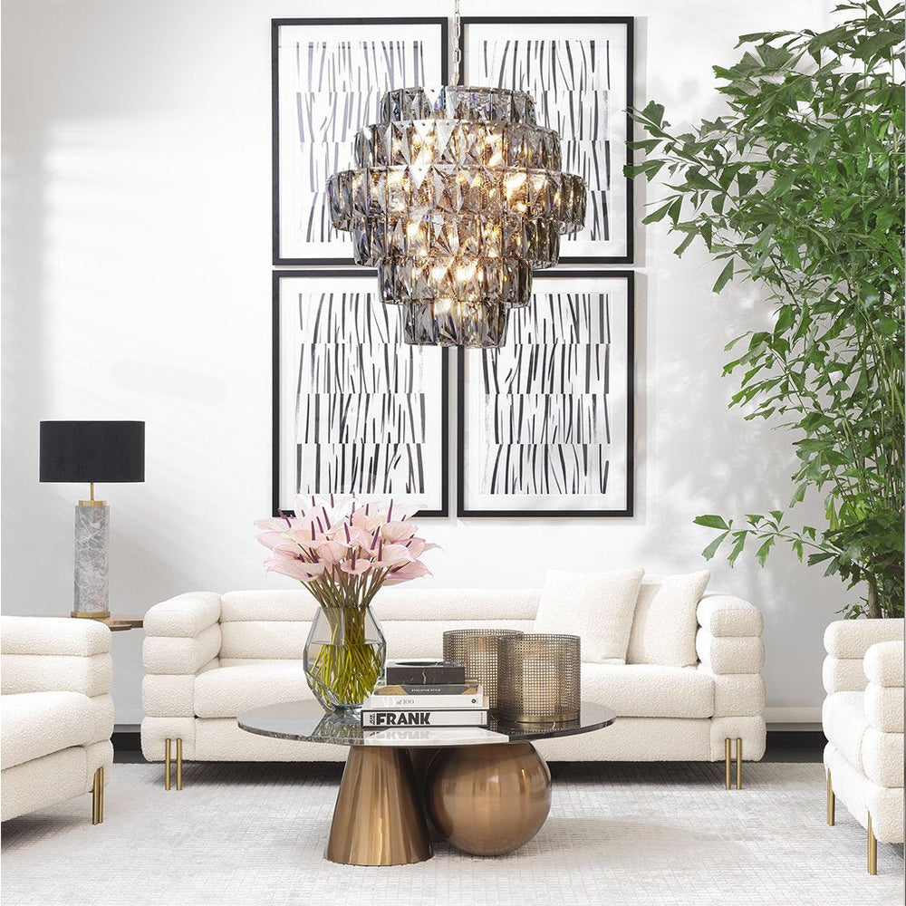 White New York Sofa Brushed brass finish legs