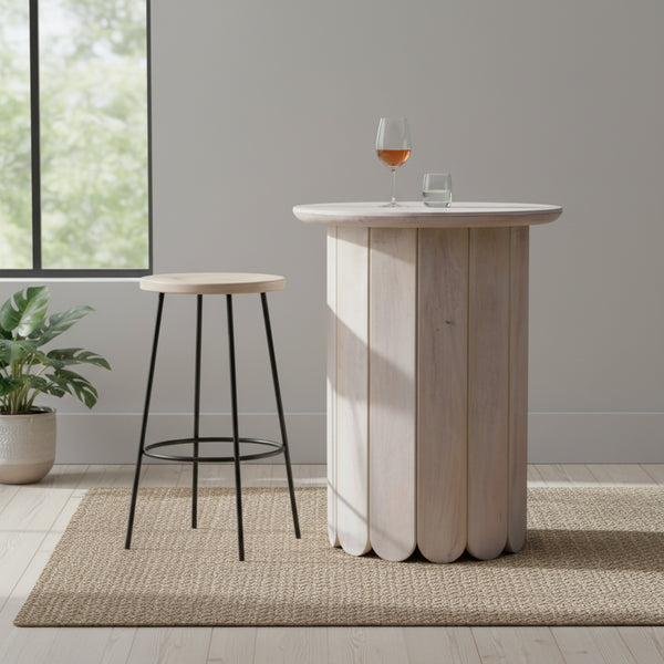 Olan Scallop Tall Table - Whitewashed
