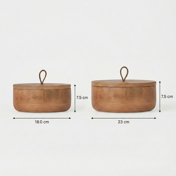 Two wooden boxes with dimensions labeled on a white background