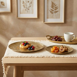 Relish Round Metal Platter, Set of 2 - Gold