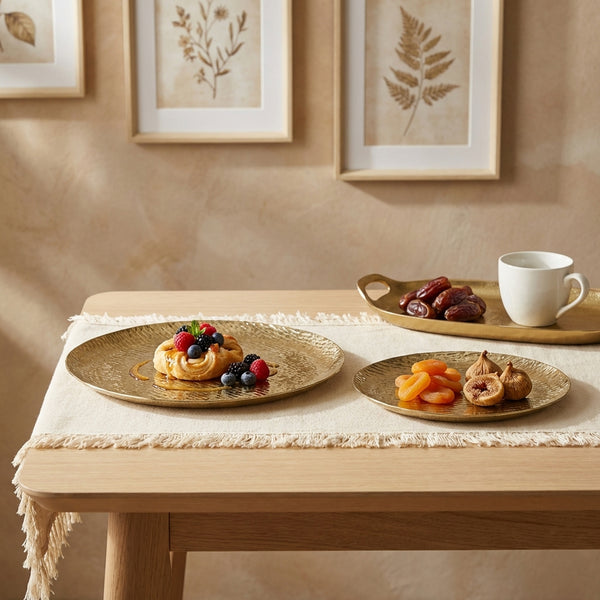 Relish Round Metal Platter, Set of 2 - Gold
